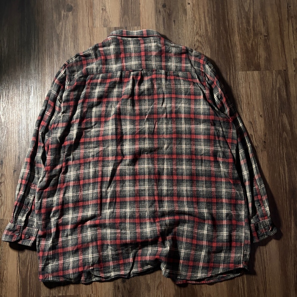 Woolrich Mens 3XLT Plaid Flannel Long Sleeve Button Up Shirt Red Gray White - Picture 2 of 5